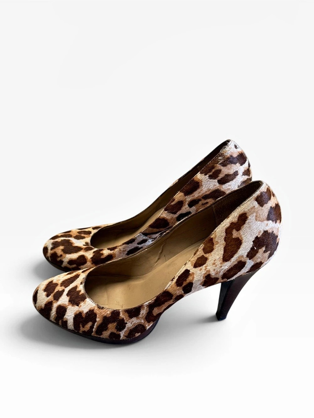 Steve Madden Gallery Leopard Pony Hair Pointed Pumps Brown & White Size 10